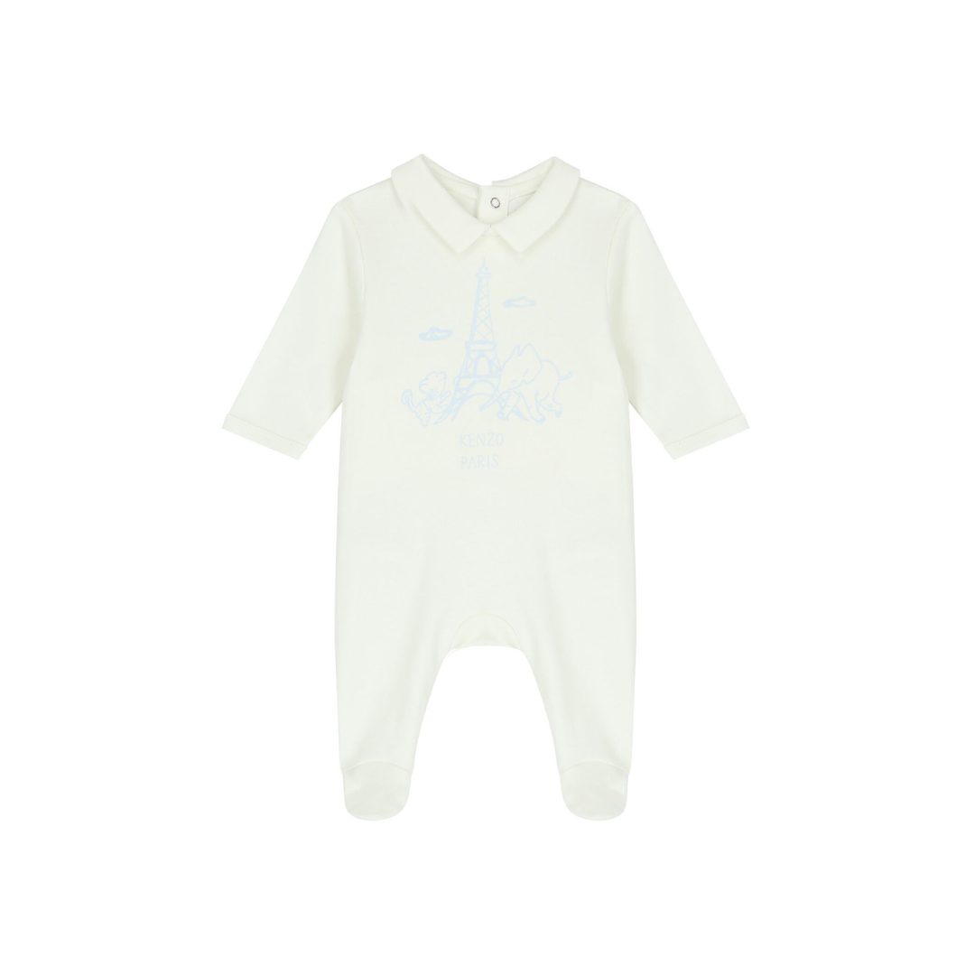White & Baby Blue Eiffel Tower Pack of 2 Sleepsuits | Kenzo