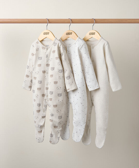 3 Pack Bear Sleepsuits | Mamas & Papas