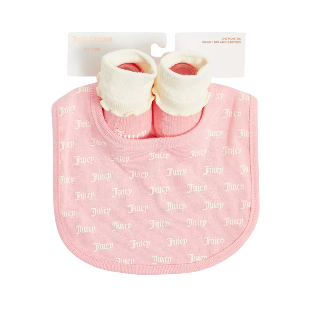 Juicy Couture Baby Cotton Bib & Booties Set