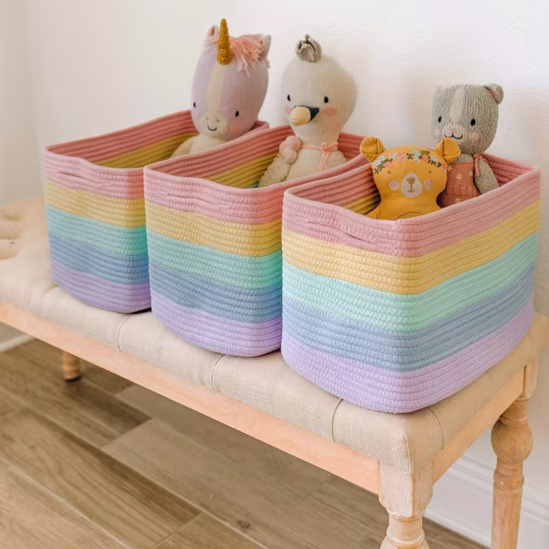 Hand Woven Nursery Storage Basket for Organizing Toys & Essentials