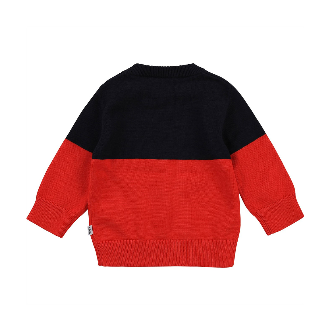 Hugo Boss Red & Blue Sweater - Cozy Infant Pullover in 100% Cotton