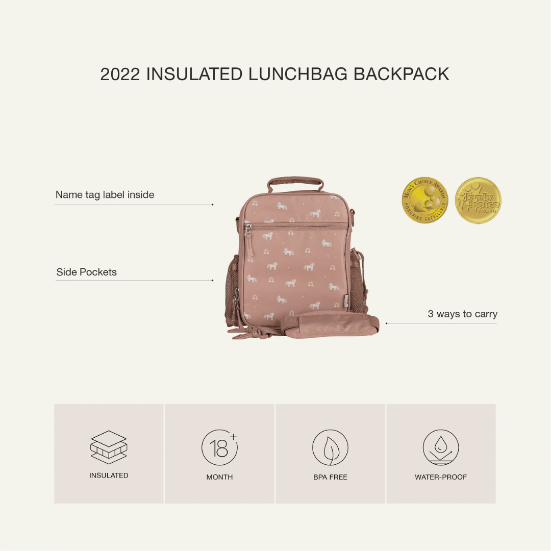 Insulated Lunch Bag Backpack - Unicorn |Citron