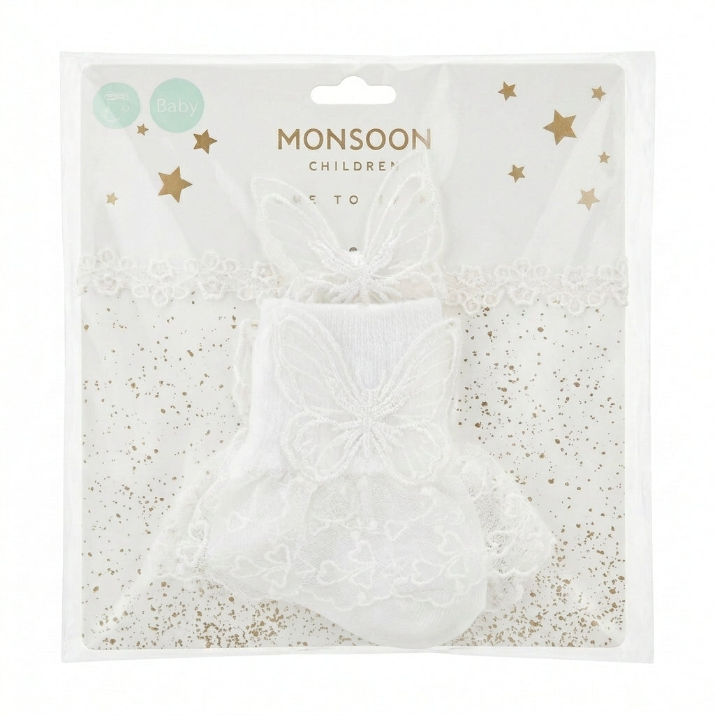 Baby Bow Sock and Band Set Monsson