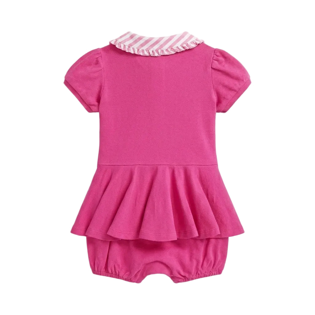 Contrast Collar Mesh Bubble Romper