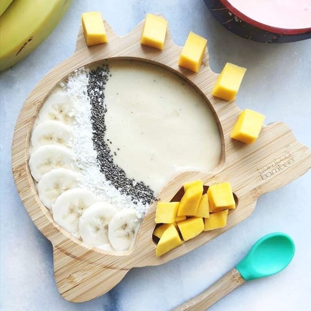 Dinosaur Weaning Plate - Green | Bamboo Bamboo