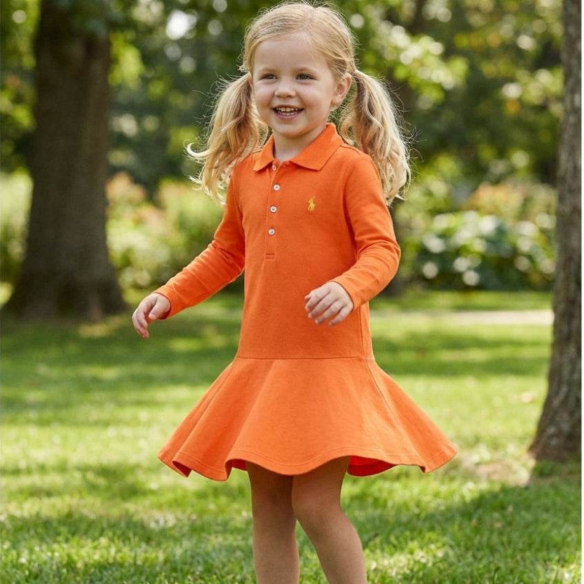 Stretch Mesh Polo Orange Dress | Ralph Lauren