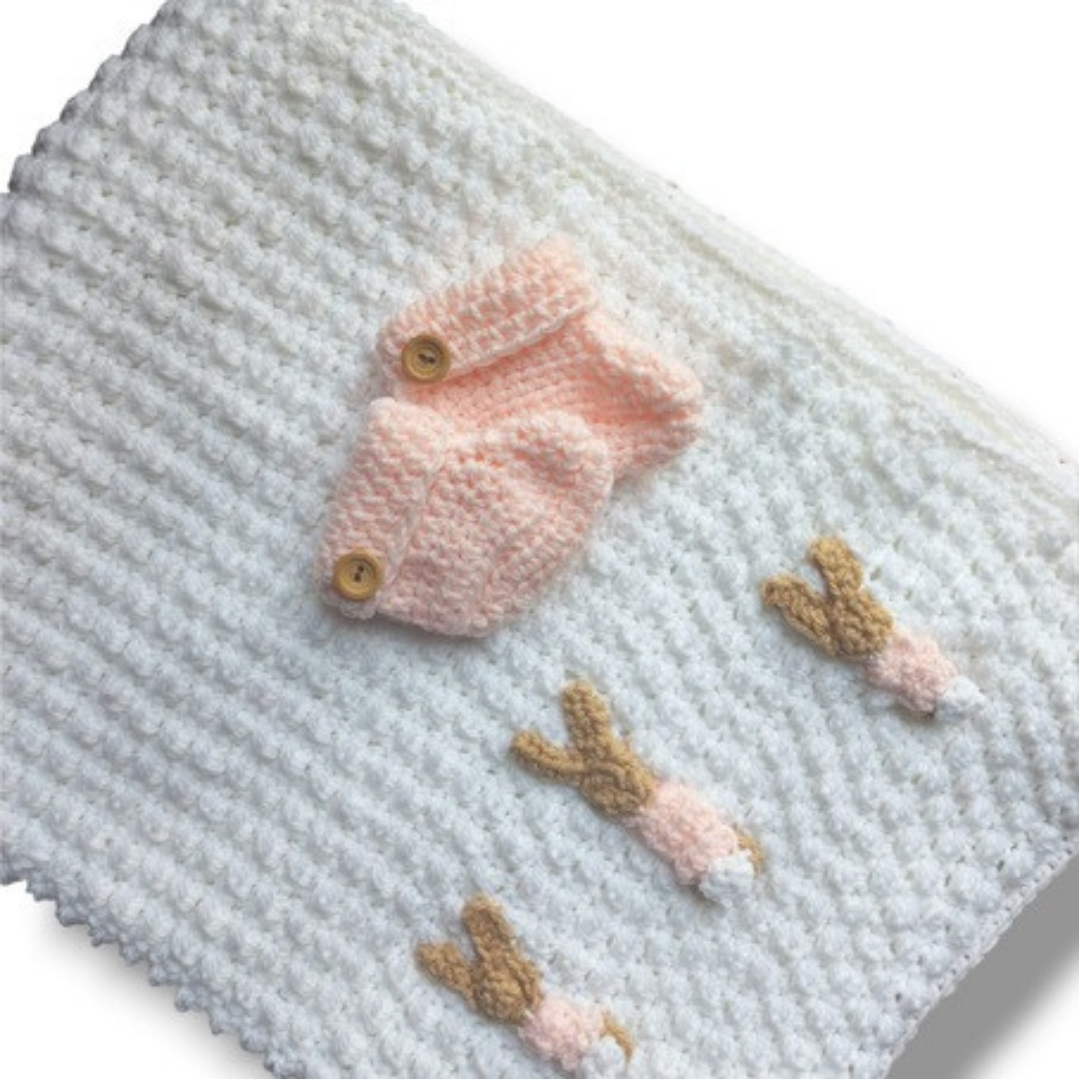 Handmade Baby Blanket | Hypoallergenic Wool Bunny Blanket by Tiny Yarns