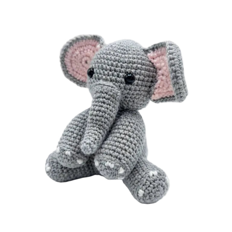 Ellie the Elephant soft knitted baby rattle keepsake – view 2