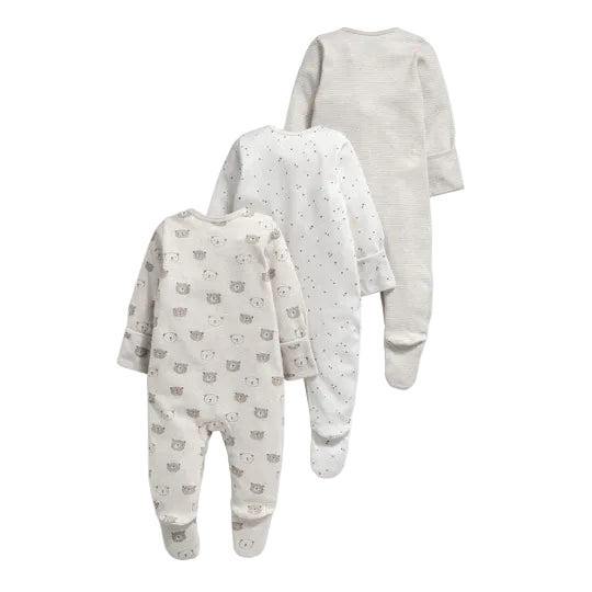 Mamas & Papas bear print baby sleepsuits, pack of 3 ā view 3