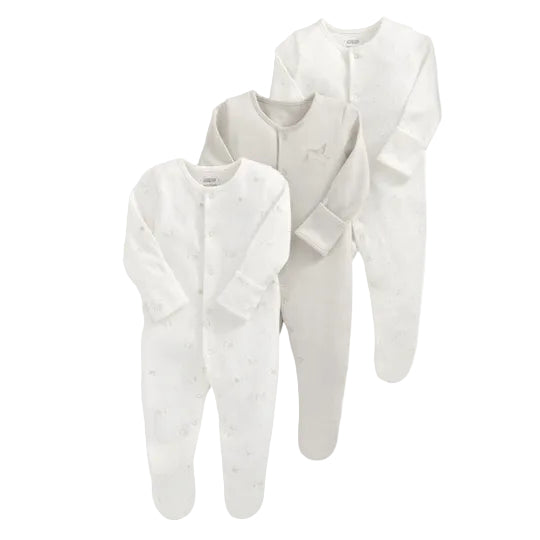 Mamas & Papas stork print cotton baby sleepsuits, pack of 3 – view 2