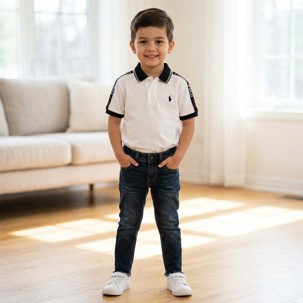 Mesh Polo White Shirt & Jeans| Ralph Lauren