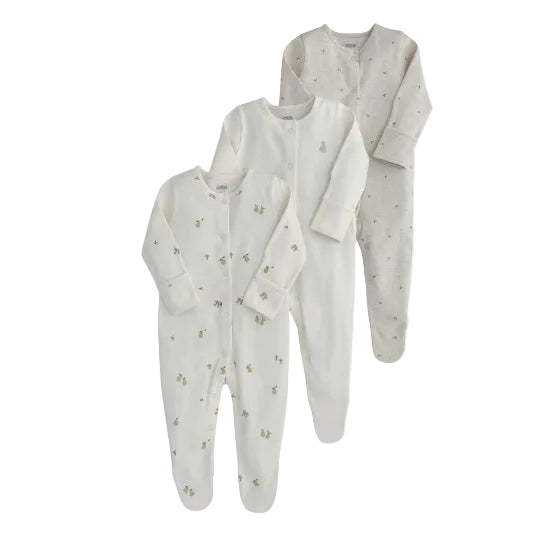 Mamas & Papas pears print baby sleepsuits, pack of 3 – view 2