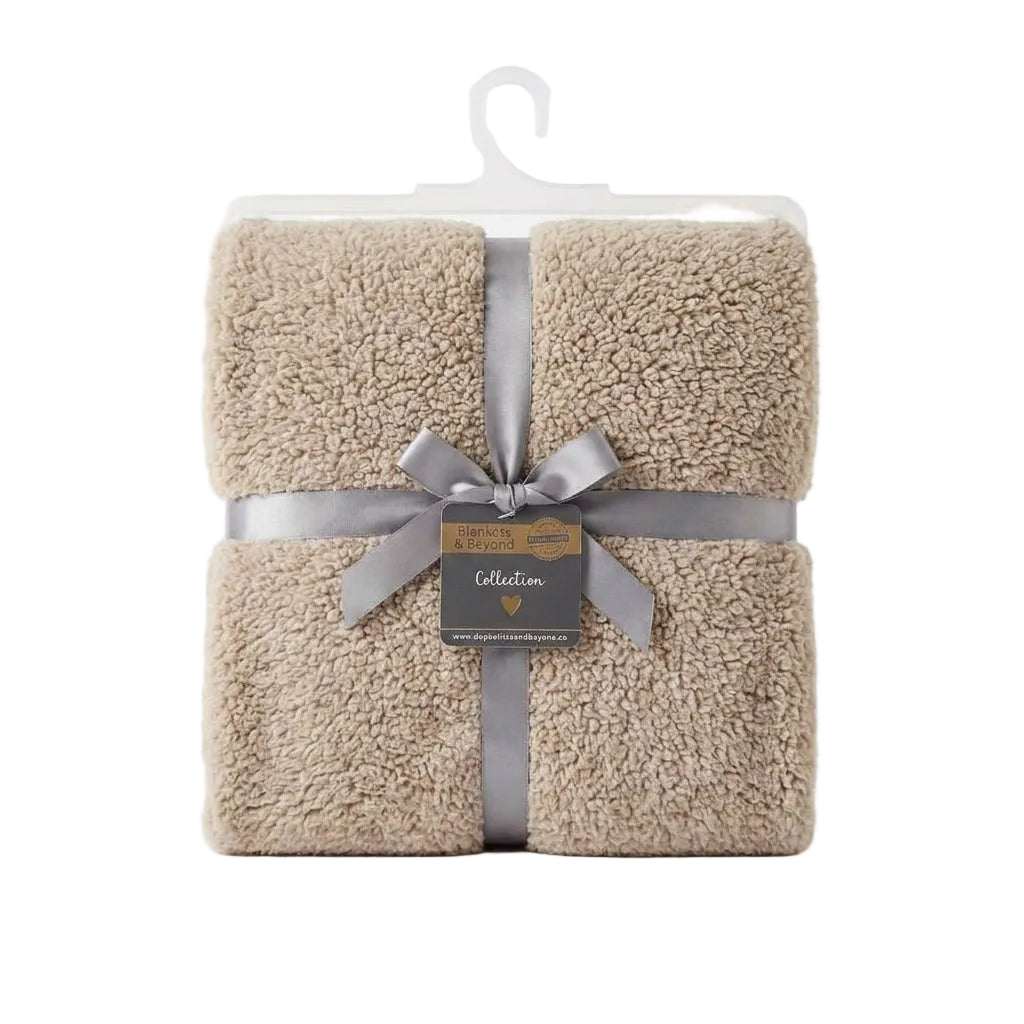 Sherpa Blanket - Beige | Blankets & beyond