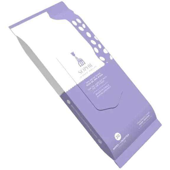 Sophie La Girafe babycare gift box with organic skincare essentials and travel kit
