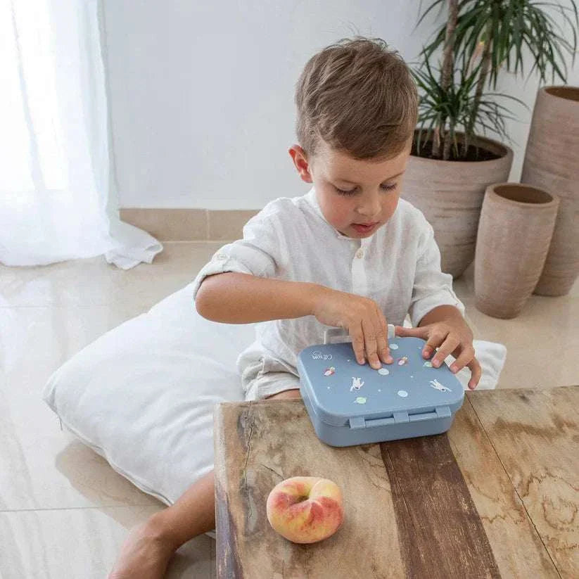 Tritan Snackbox - 3 Compartments - Spaceship Dusty Blue