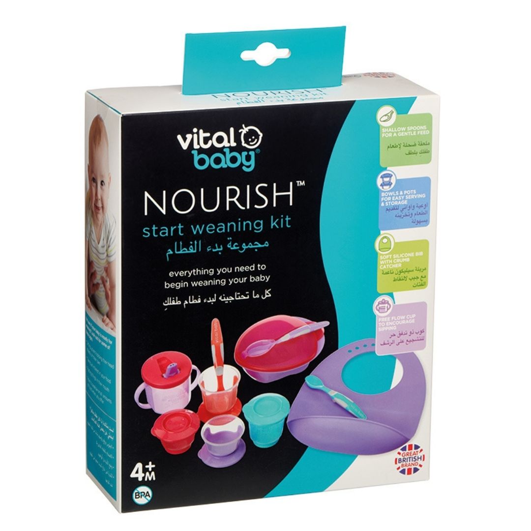 Vital Baby Nourish Complete Baby Weaning Kit 6m+, 10pcs, Essential Weaning Tools, BPA-Free, Safe, for First Solids