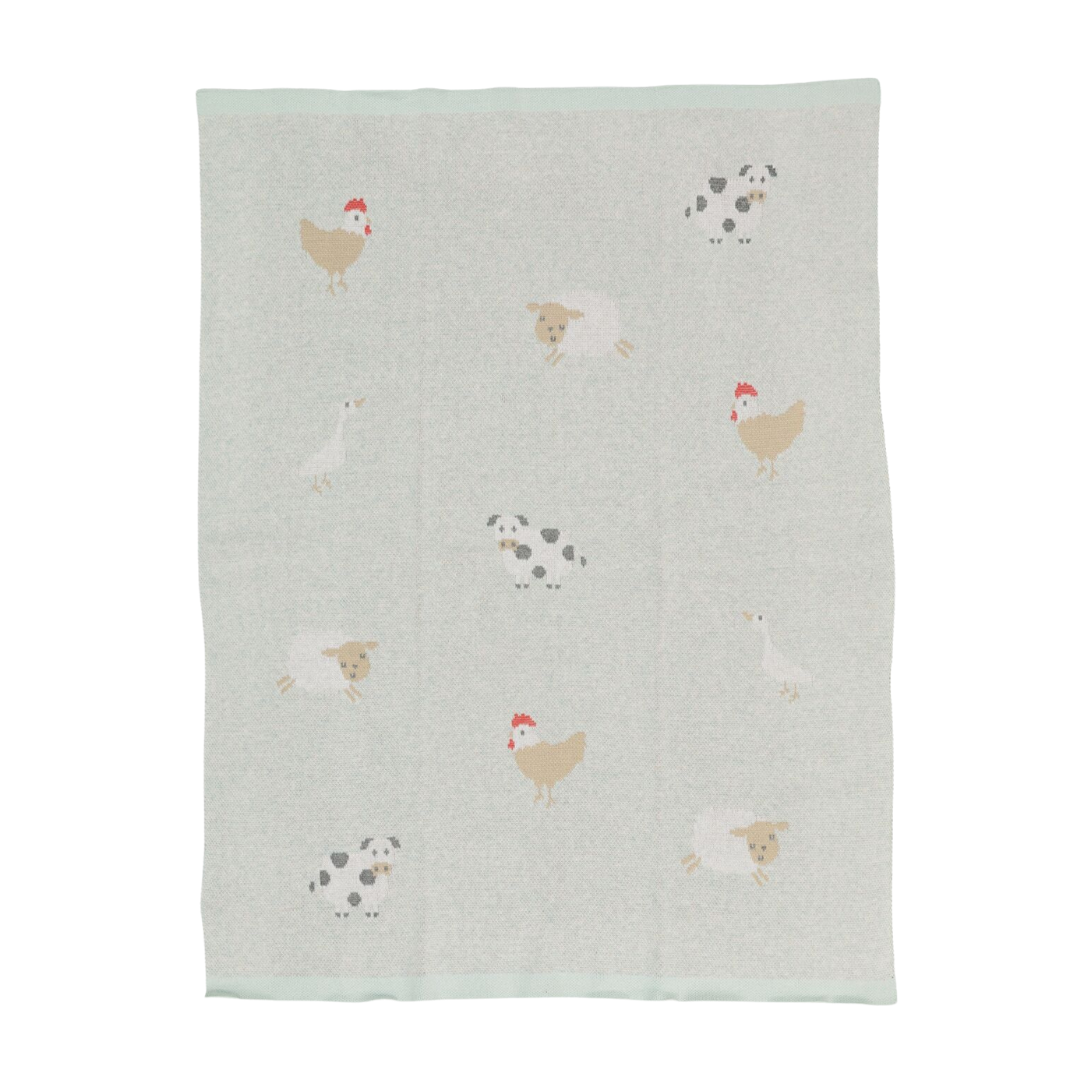 Silver Cloud Sage Farmyard Animal Shawl