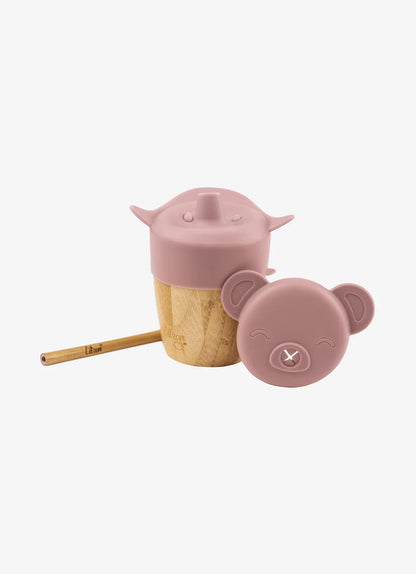 Citron Organic Bamboo Cup with lid and straw - Blush Pink