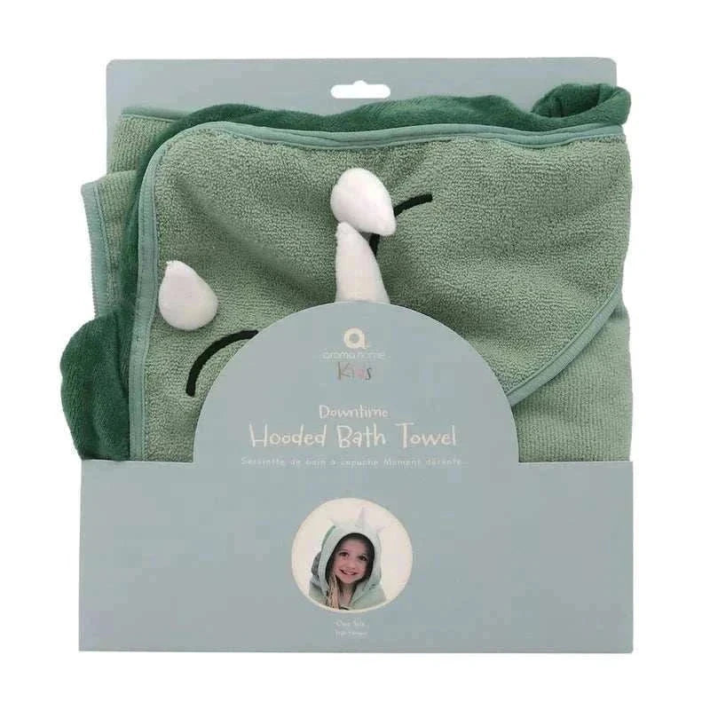 Hooded bath towel for kids with dinosaur design made from soft microfiber