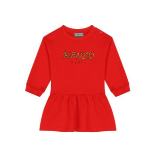 Red Logo Frill Cotton Dress | Kenzo