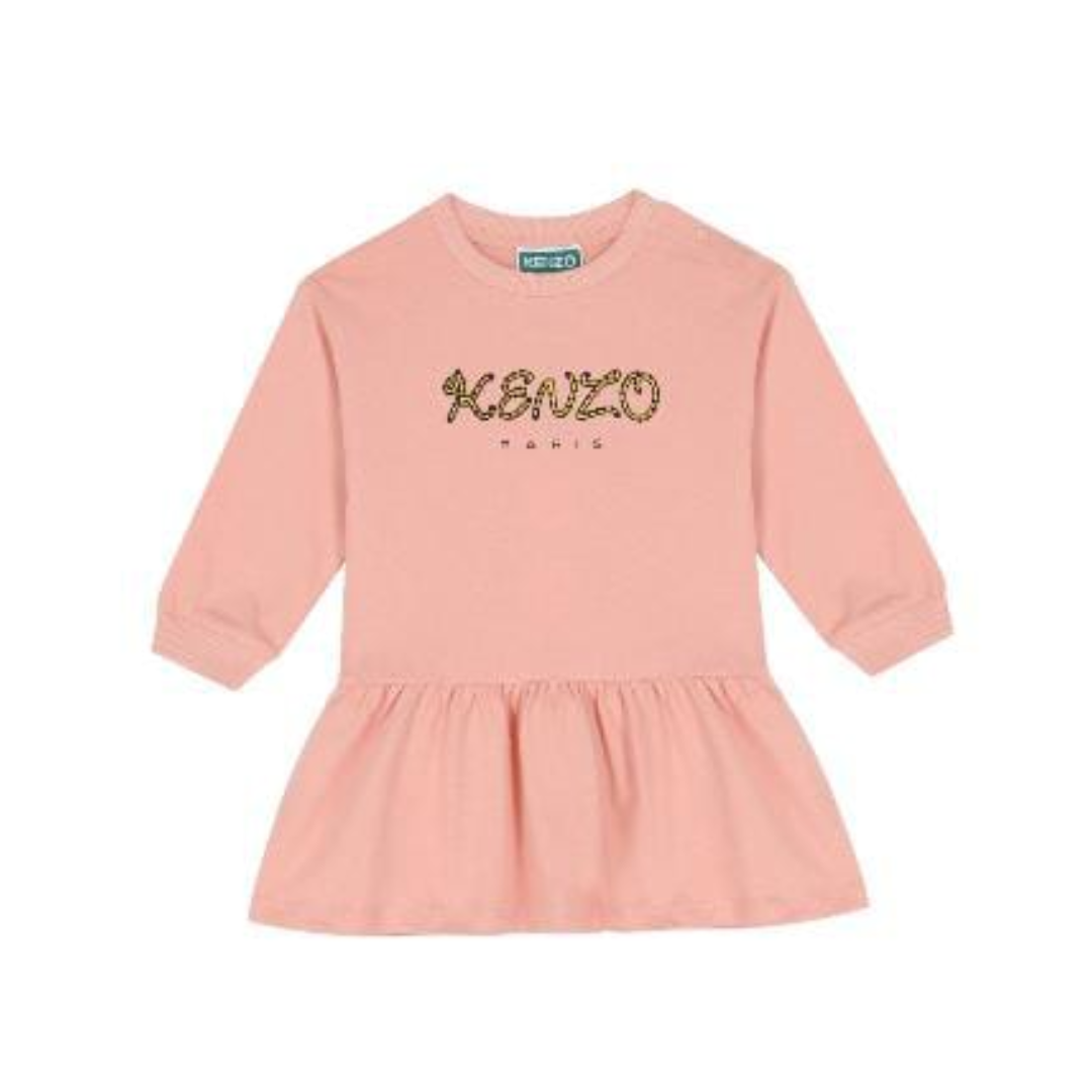 Kenzo Paris Girls Pink Logo Dress – Luxury Designer Kidswear