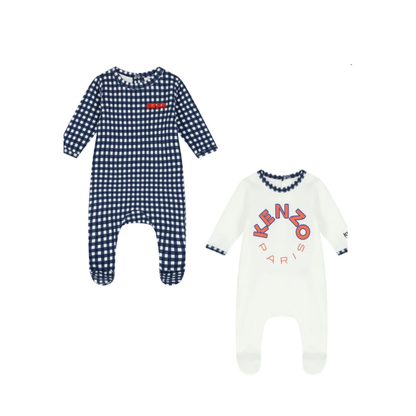 Blue Check Print Pack of 2 Sleepsuits | Kenzo