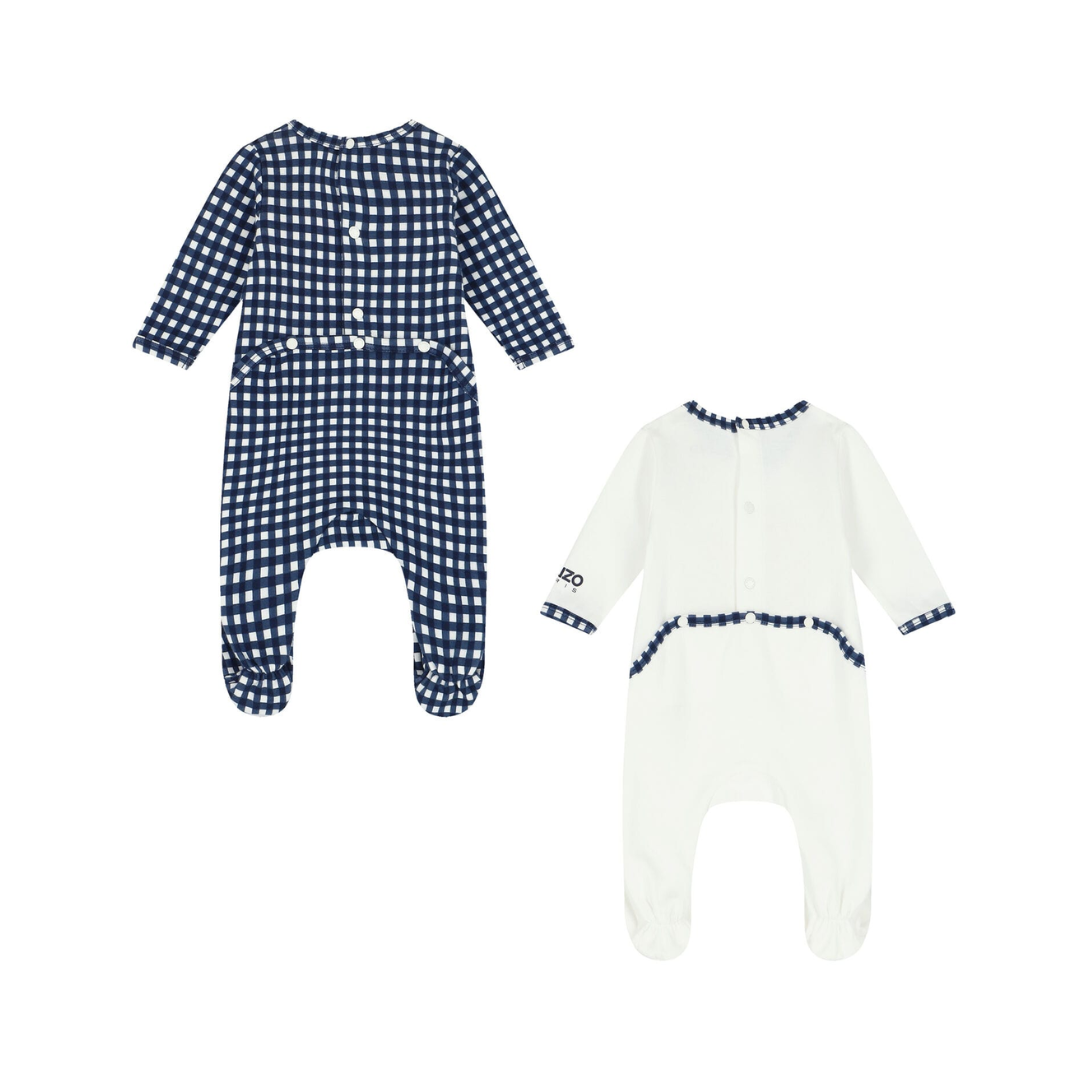 Blue Check Print Pack of 2 Sleepsuits | Kenzo