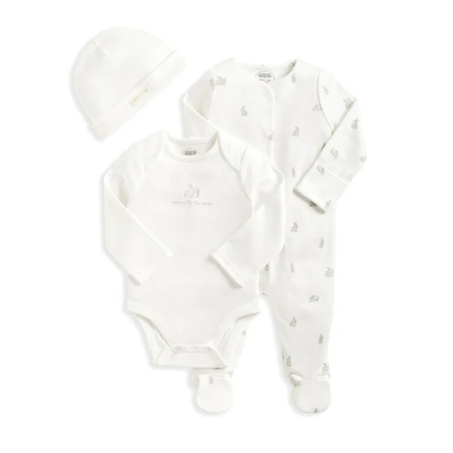 Bunny Sleepsuit, Bodysuit & Hat| Mamas & Papas