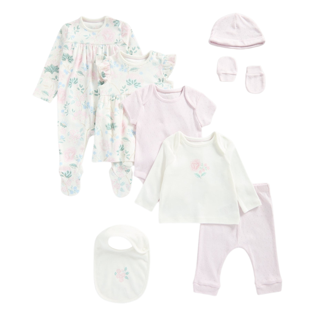 8 Piece Floral Baby Outfit Set | Mothercare