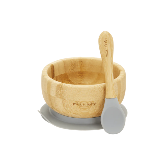 Milk It Baby Bamboo Suction Bowl Set Berry Blue