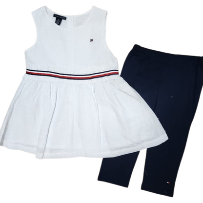 Tommy Logo White Dress & Leggings