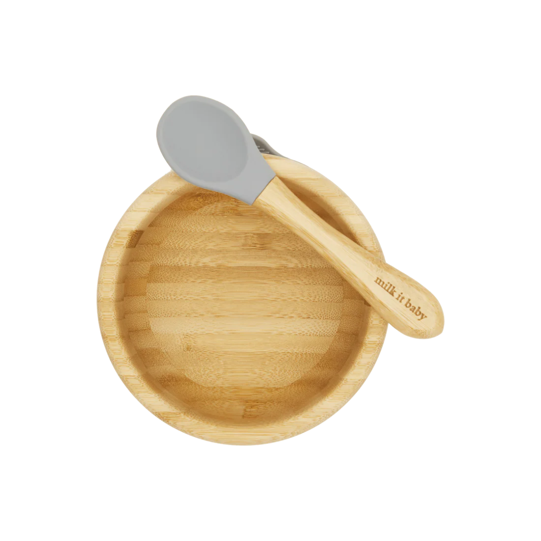 Milk It Baby Bamboo Suction Bowl Set Berry Blue