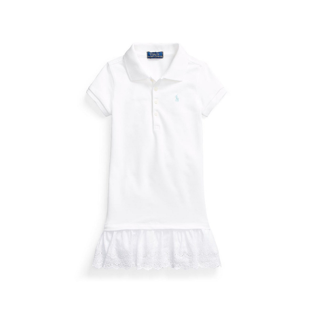 Eyelet-Hem Stretch Mesh Polo Dress | Ralph Lauren