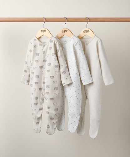3 Pack Bear Sleepsuits | Mamas & Papas