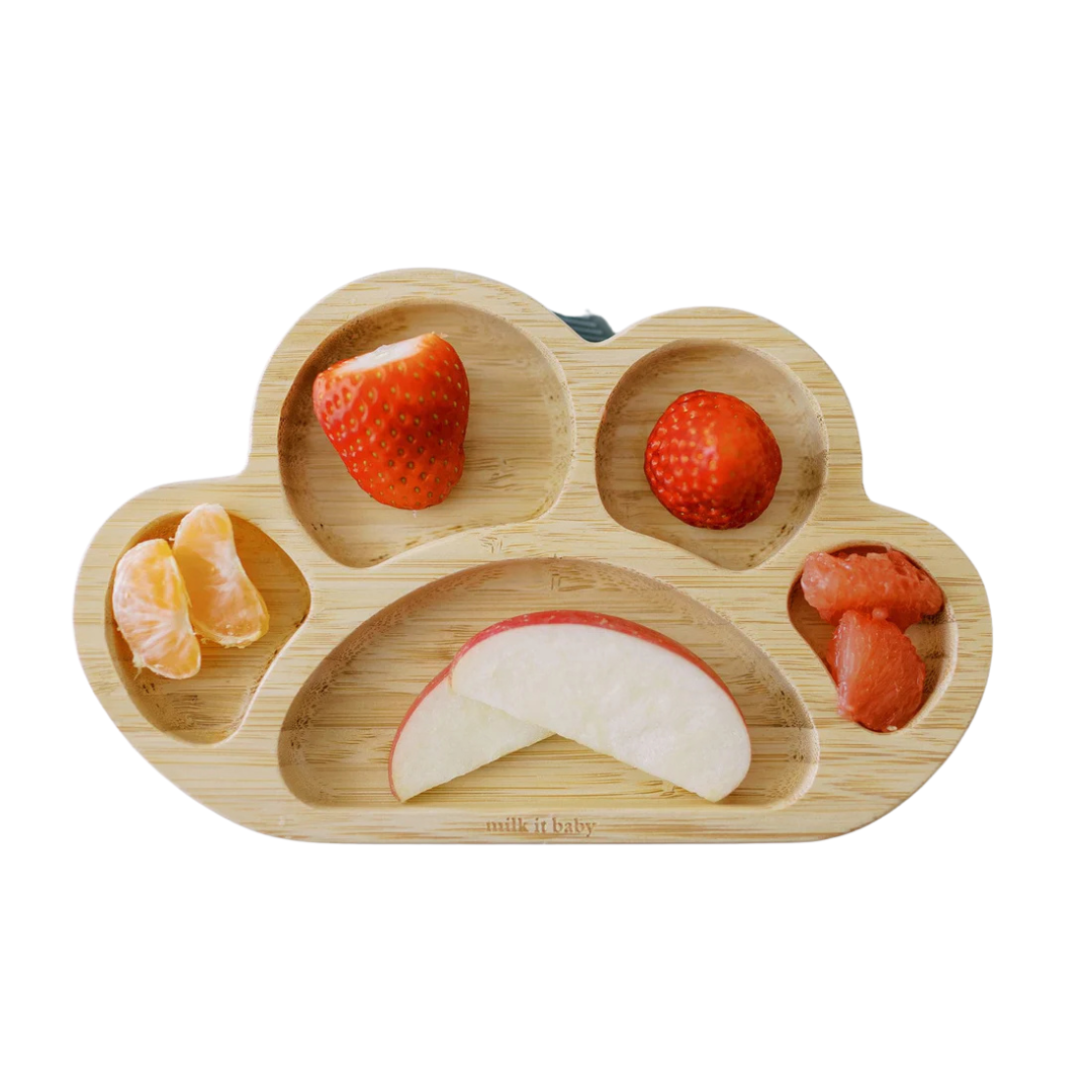 Milk It Baby Bamboo Tiger Paw Plate Berry Blue