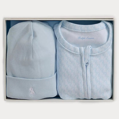 Ralph Lauren blue logo graphic 2-piece baby sleepsuit set – view 3