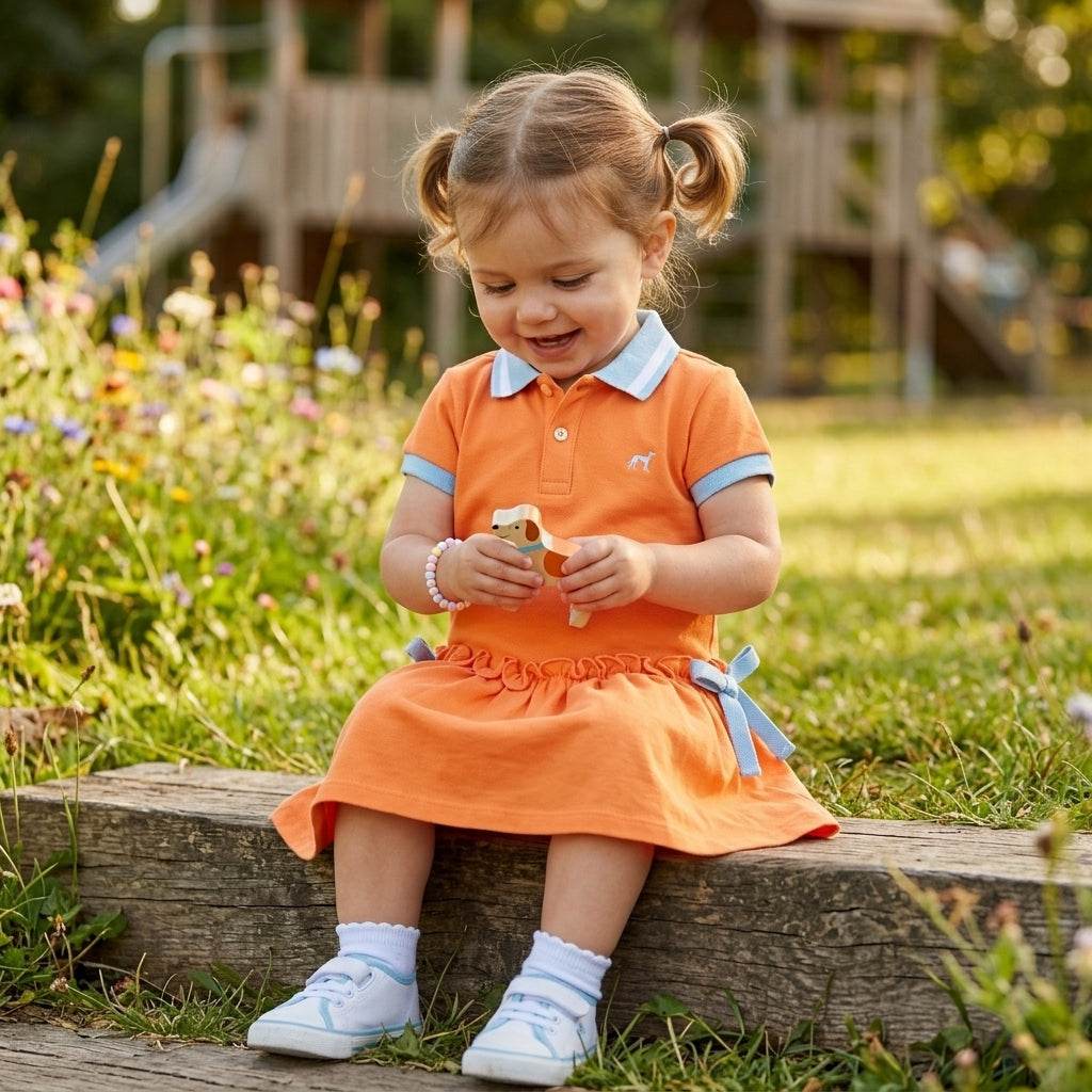 Sacoor Girls Logo Orange Dress – Stylish Summer Outfit