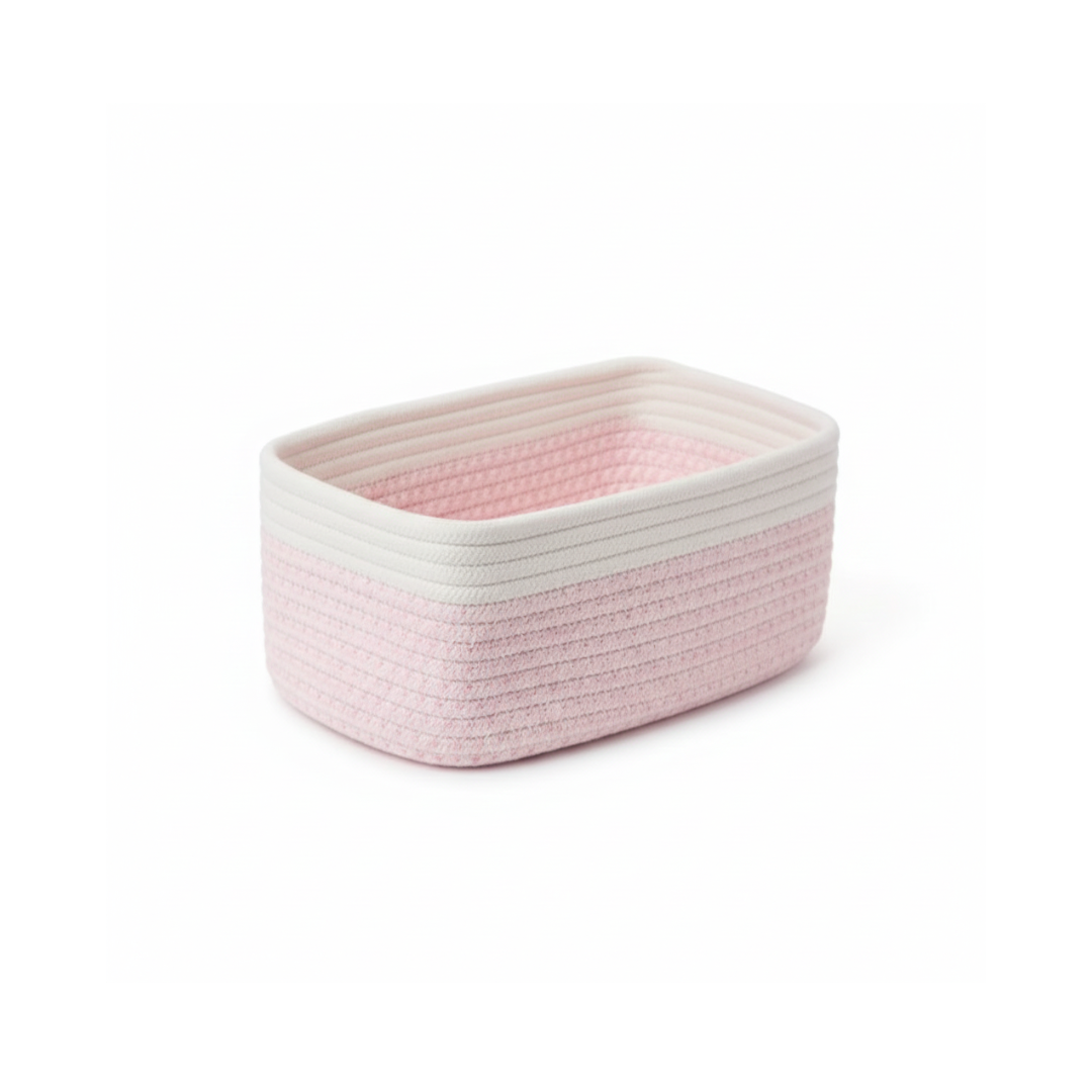 Pink Woven Rope Storage Basket