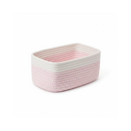 Pink Woven Rope Storage Basket