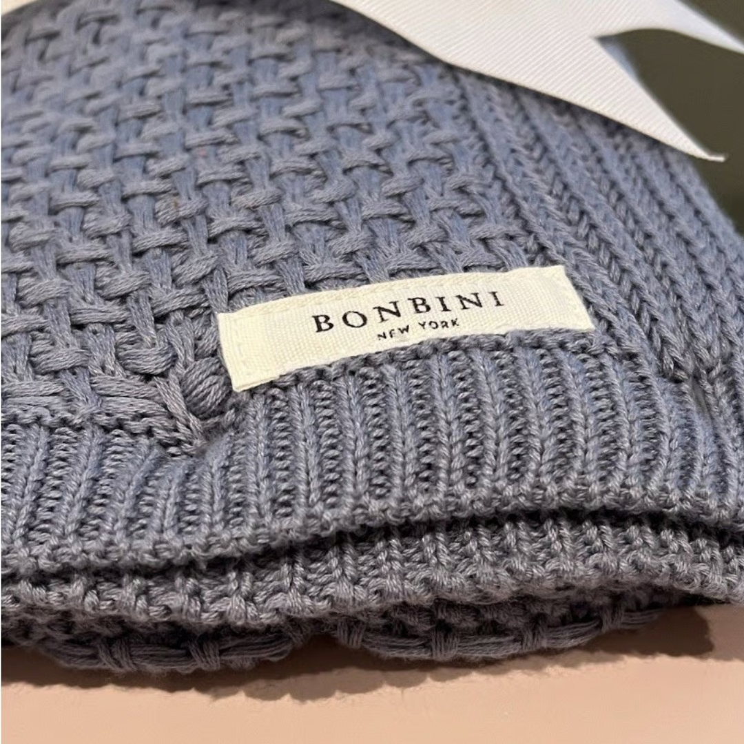 Bonbini Blue Basket Weave Baby Blanket