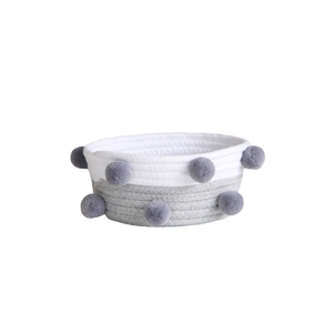 Pompom Basket - White and Grey