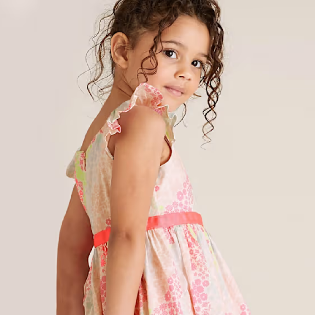 Cotton Floral Girls Dress | Marks & Spencer