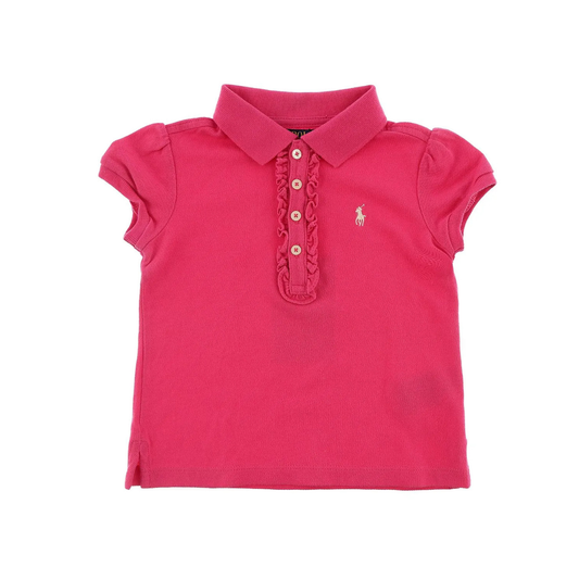 Cotton Mesh Polo Shirt with Ruffled Neckline | Ralph Lauren