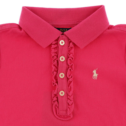 Cotton Mesh Polo Shirt with Ruffled Neckline | Ralph Lauren