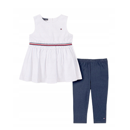 Tommy Logo White Dress & Leggings