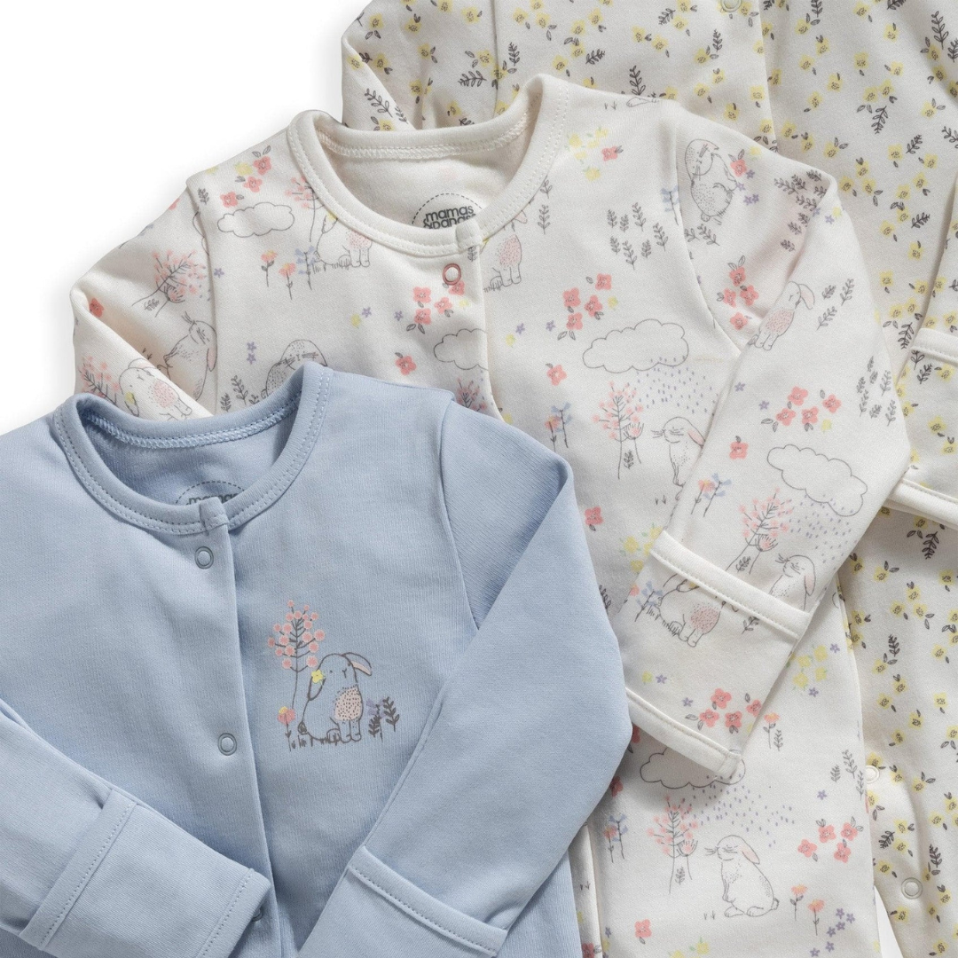 Rabbit Print Pack of 3 all-in-ones | Mamas & Papas