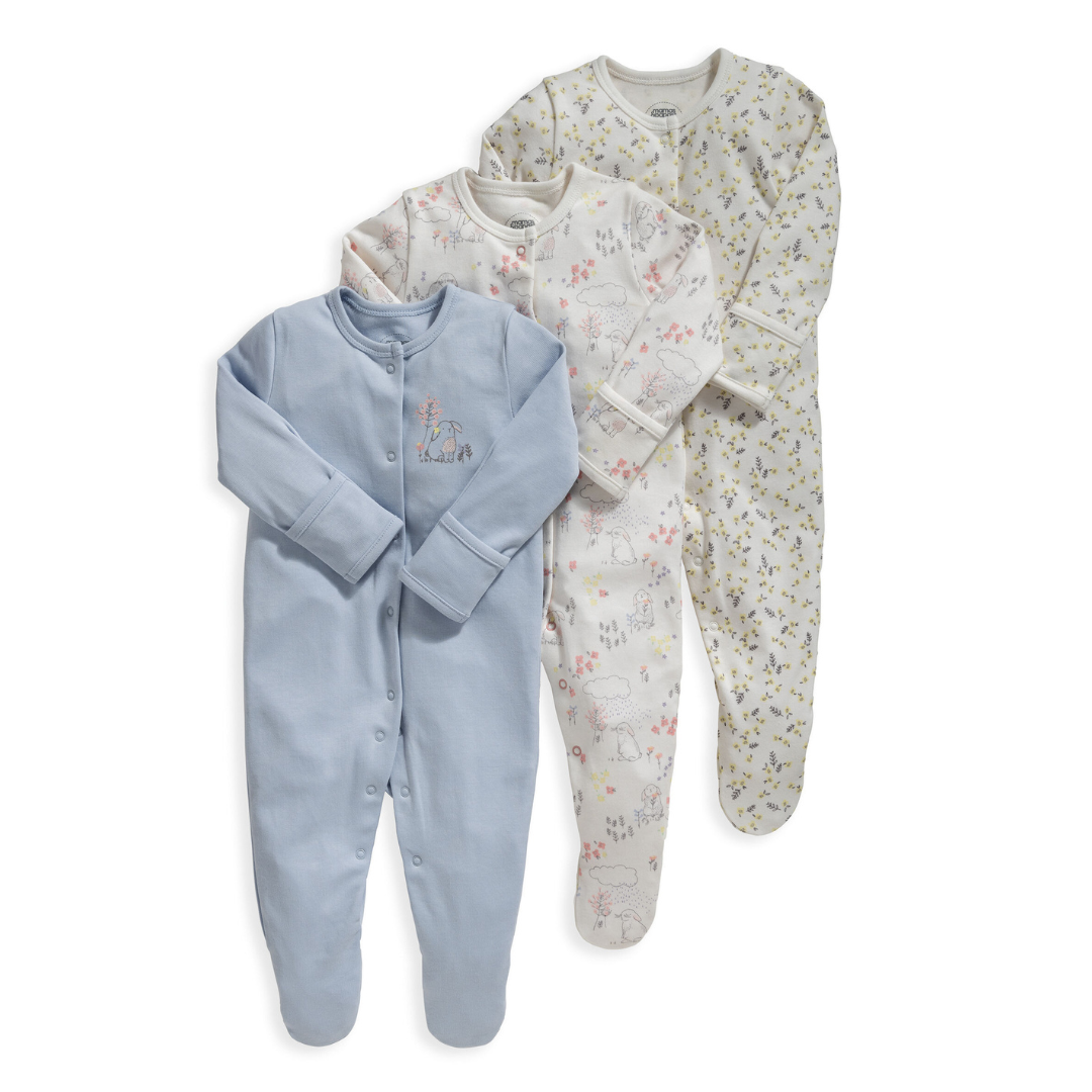 Rabbit Print Pack of 3 all-in-ones | Mamas & Papas