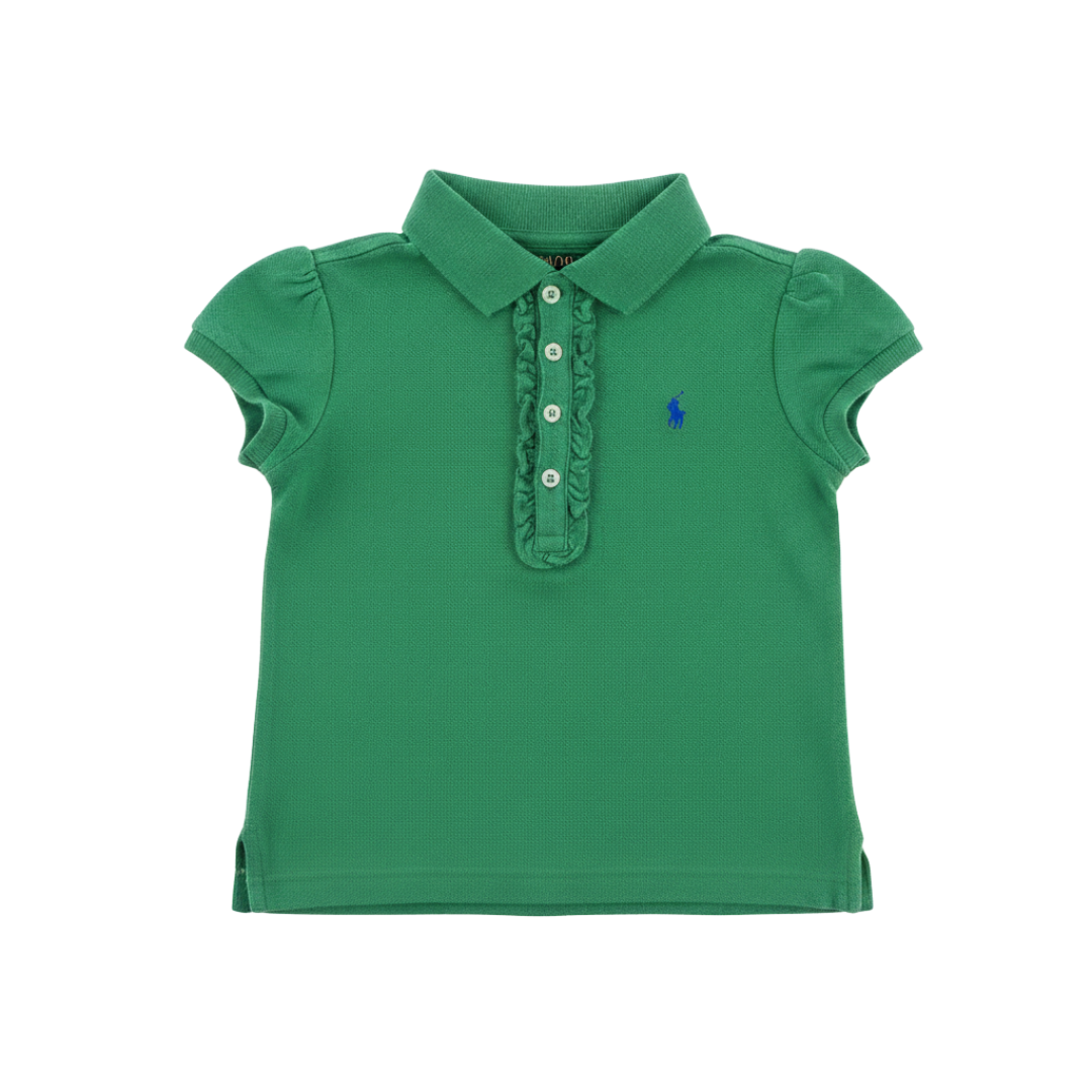 Cotton Mesh Polo Shirt with Ruffled Neckline | Ralph Lauren