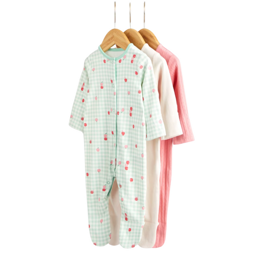 Pack of 3 Sleepsuits - Apple | Mothercare