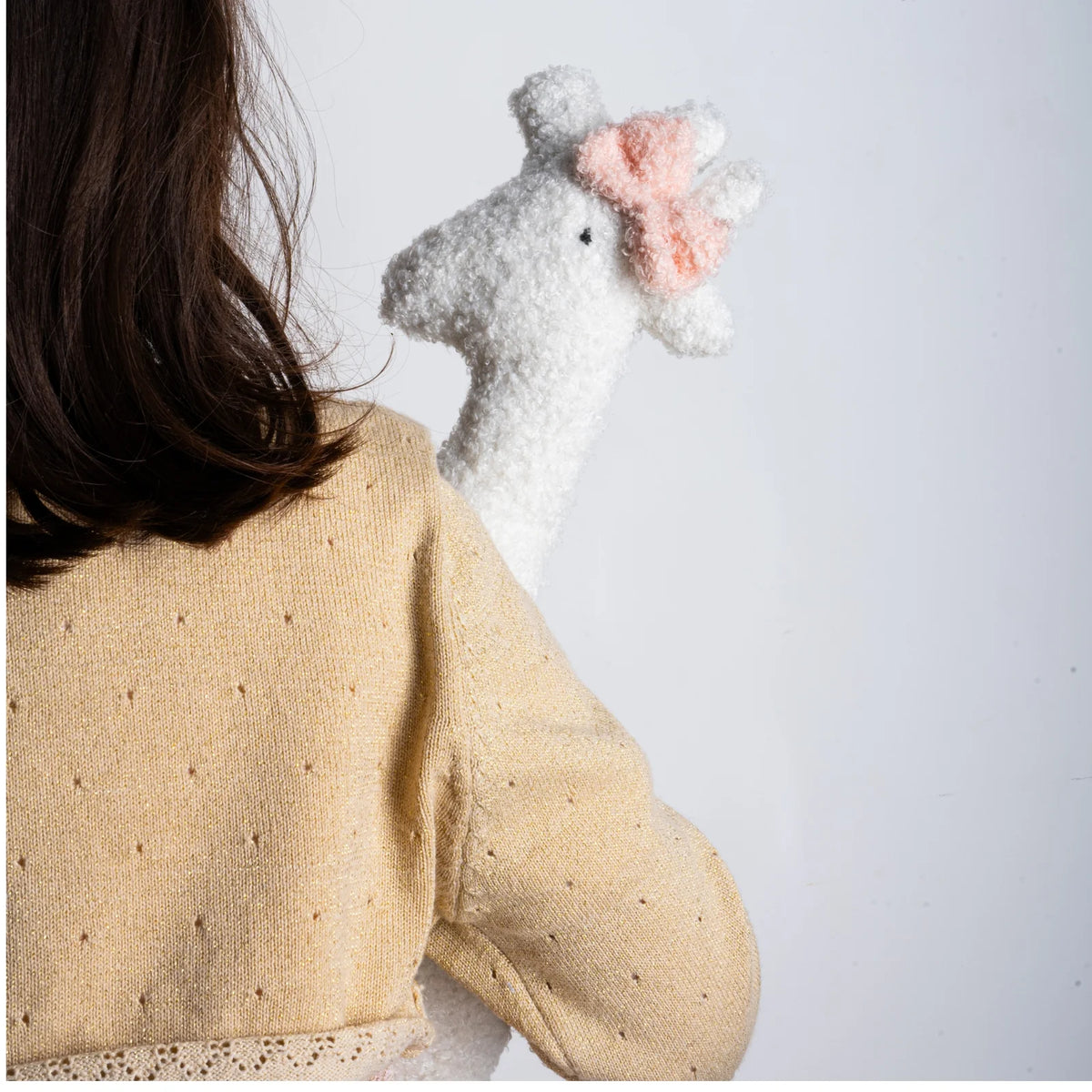 Pink bow giraffe cushion by MYLU, a personalised newborn gift